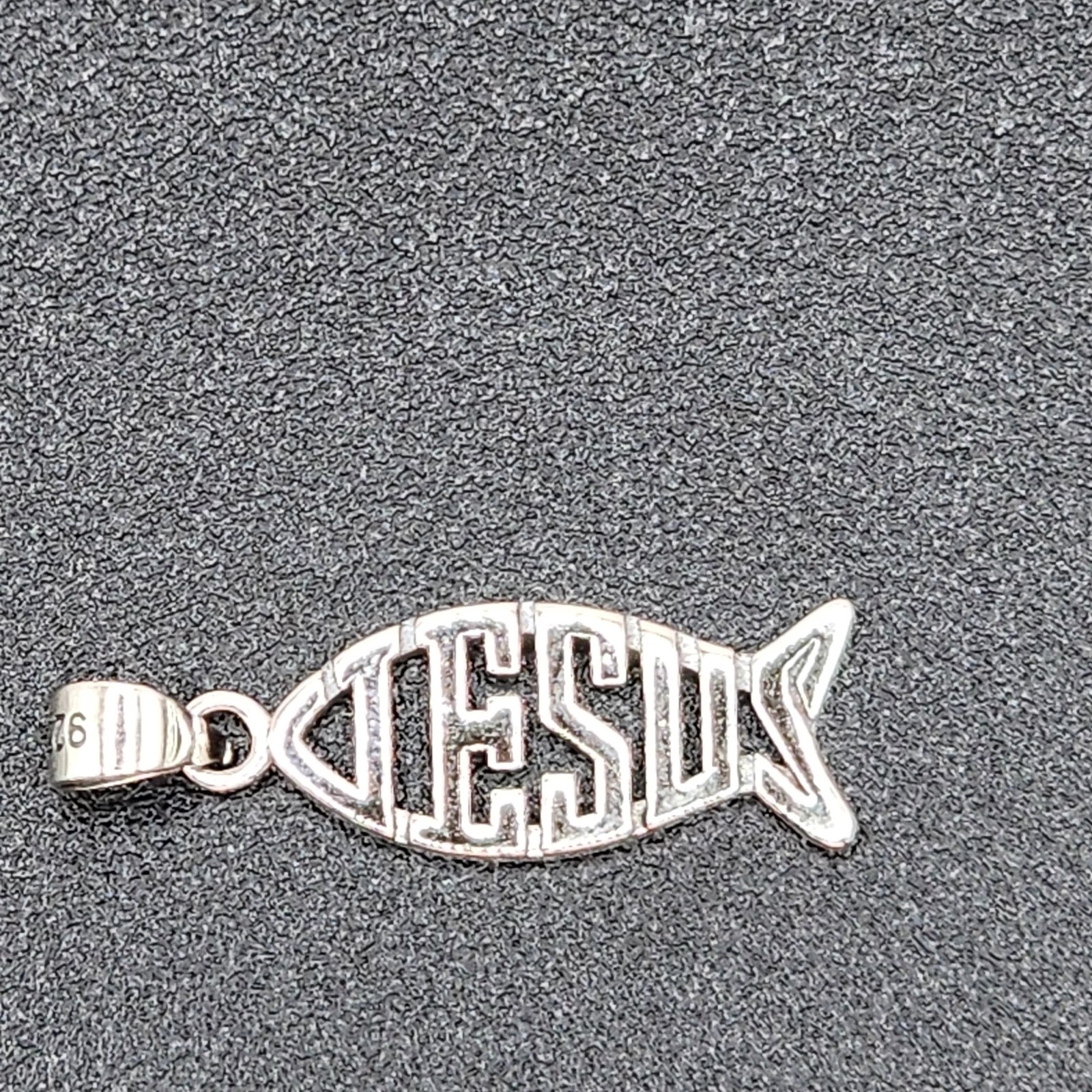 925 NEW Sterling Silver Pendant-Jesus Fish Ichthus Pendant 21mm Length 8mm Width