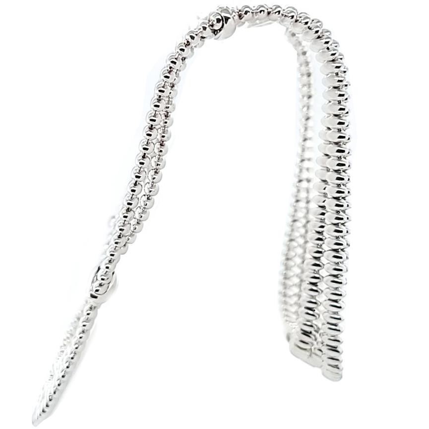 Chiampesan 18K White Gold Three-Row Diamond Collar Necklace