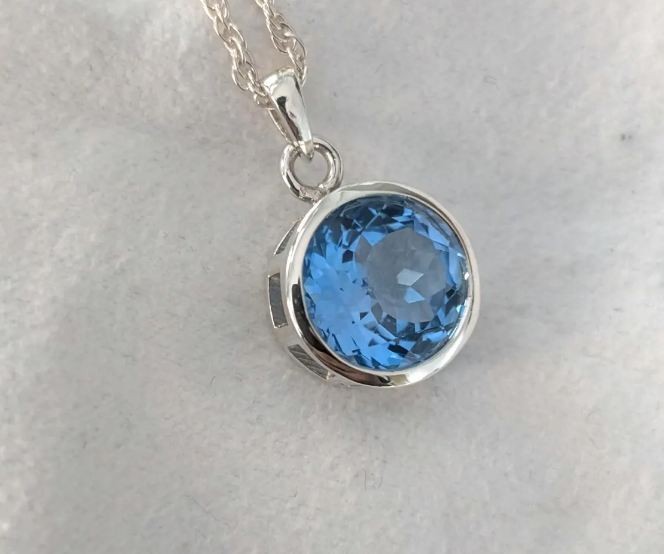 London Blue Topaz 10×10 mm Gemstone 925 Sterling Silver Jewelry Plain Necklace
