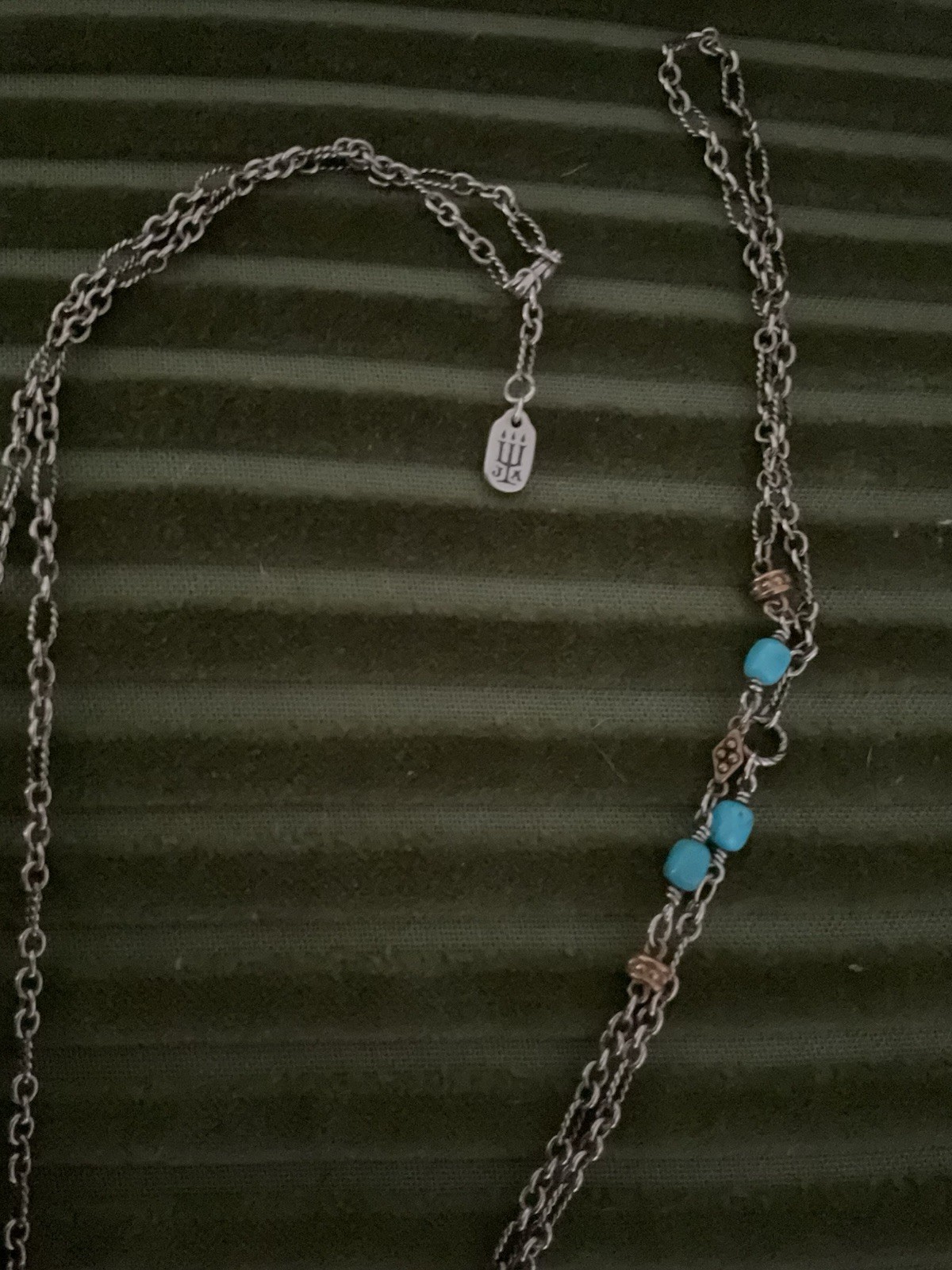 James Avery HTF Turquoise and Bronze Sterling Silver Long Necklace Retired 925