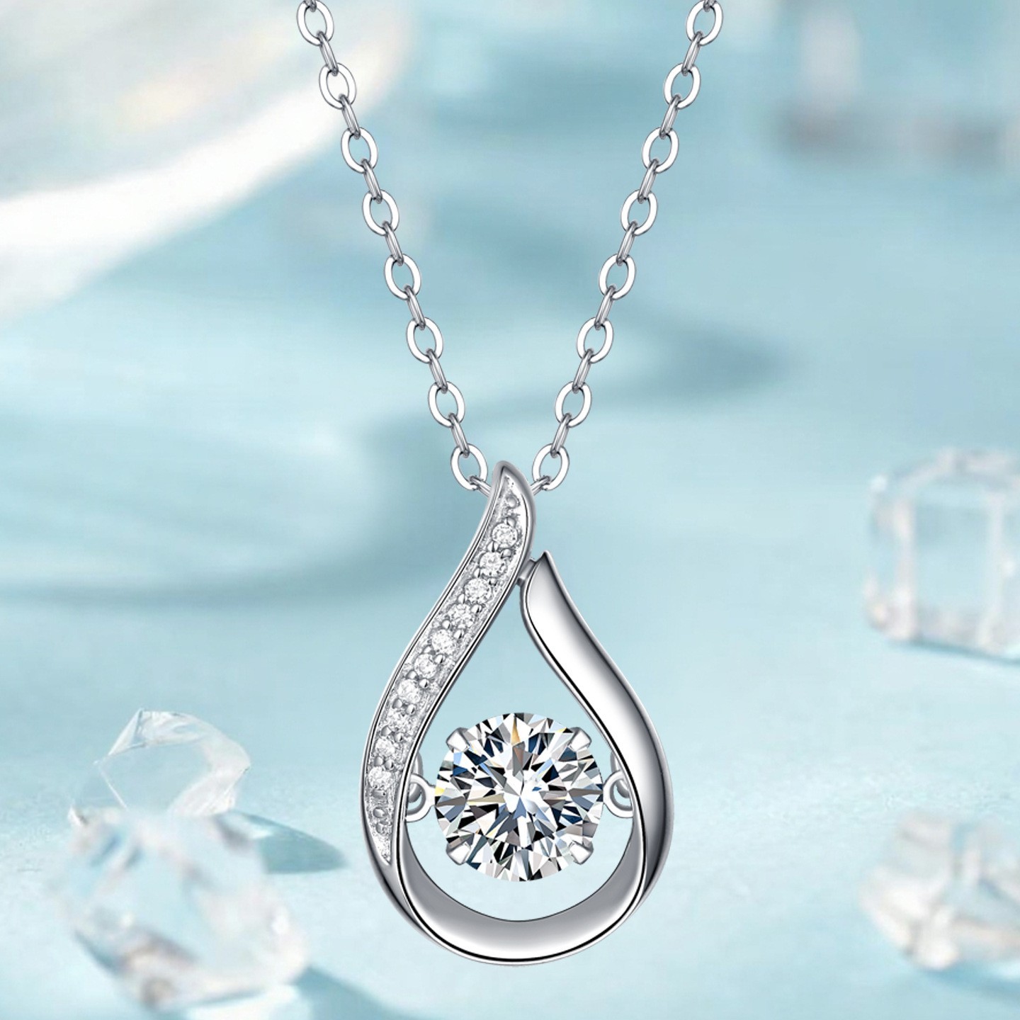 1ct D Color Moissanite Pendant 925 Sterling Silver Necklace for Women