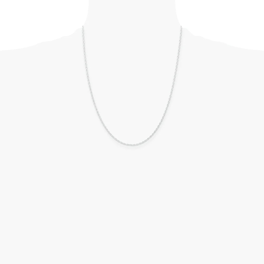 10K White Gold 1.15mm Carded Cable Rope Chain Necklace 16″-24″