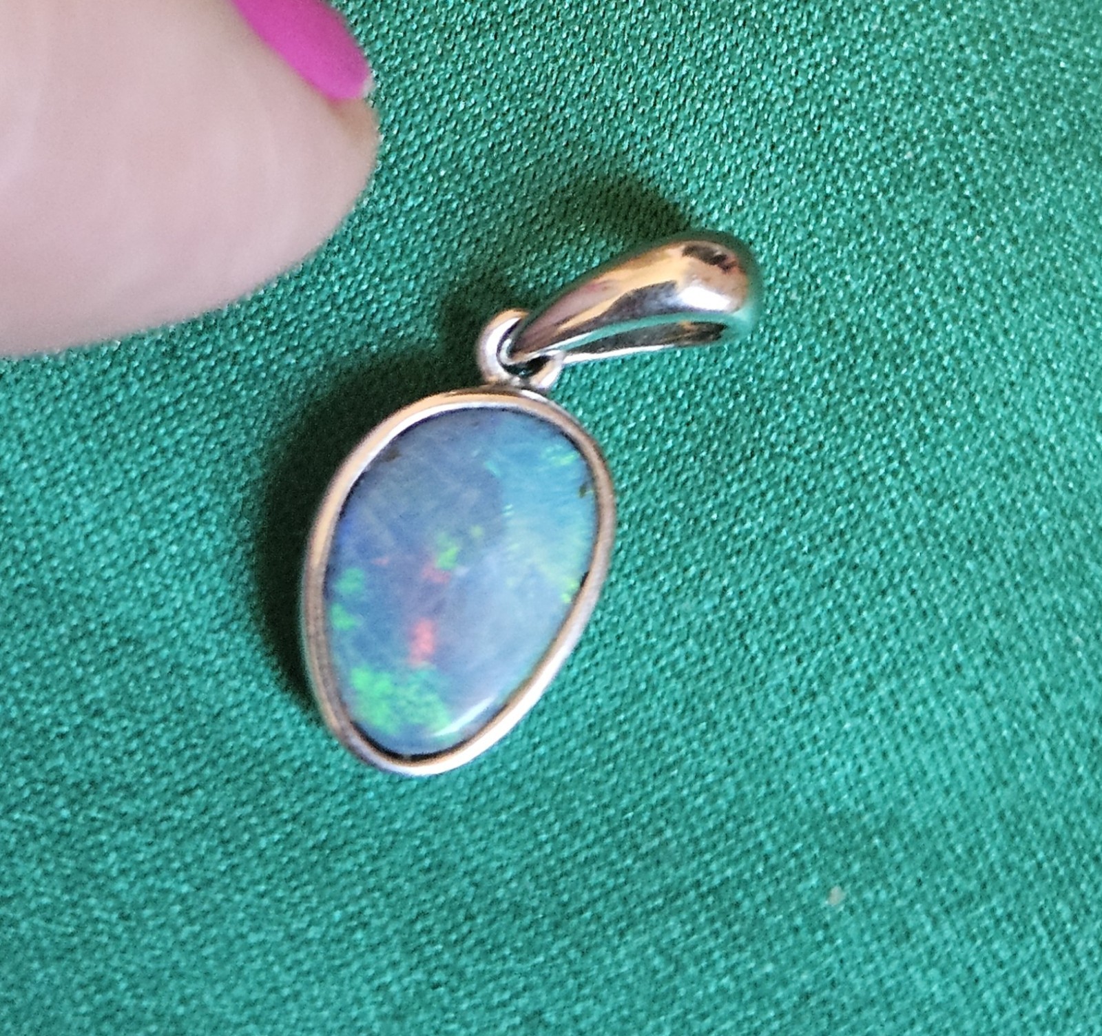 Opal Natural Australian Pendant Free Form Sterling Silver 925