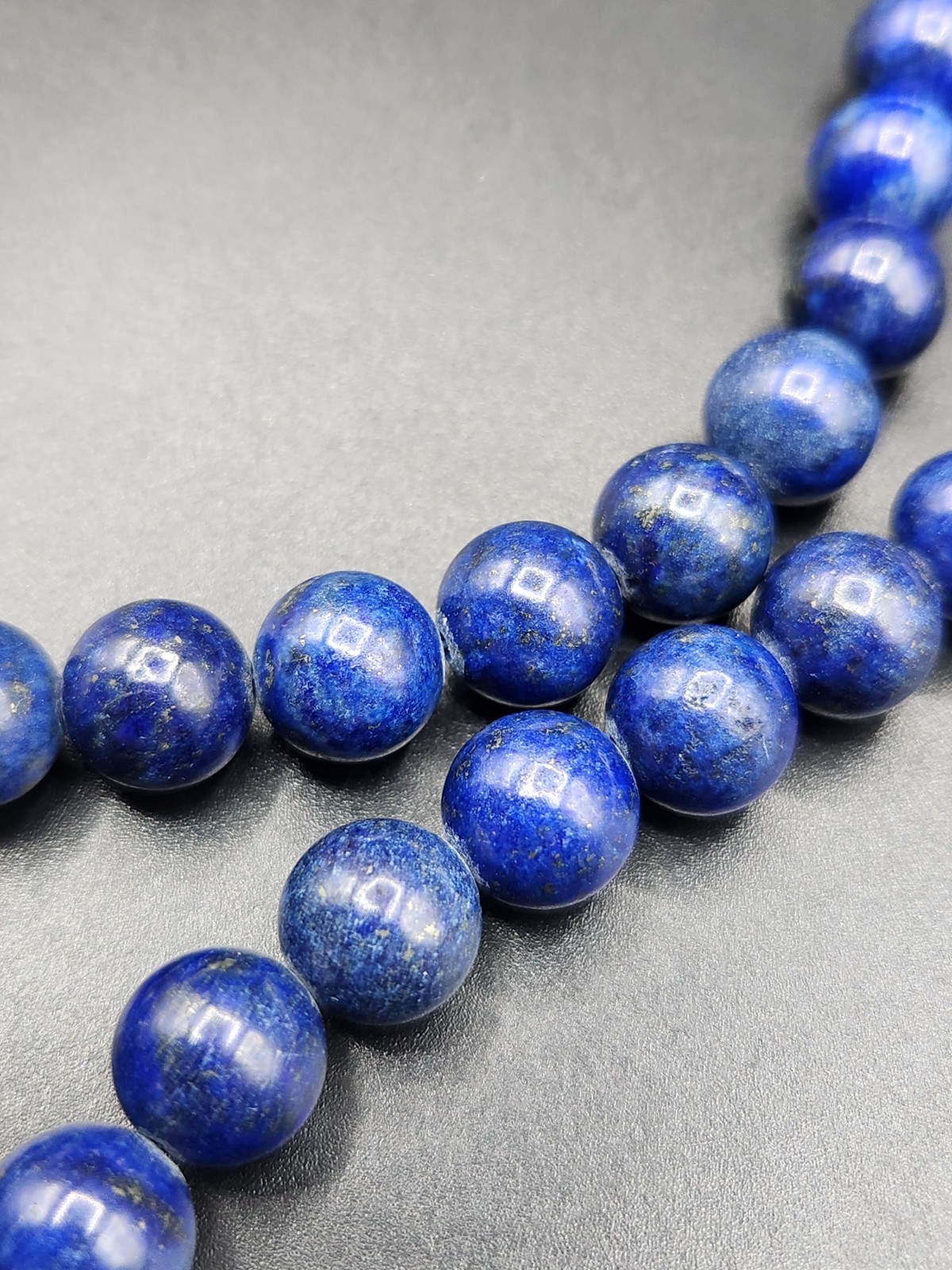 BBJ Blue Lapis Lazuli Round Bead Necklace