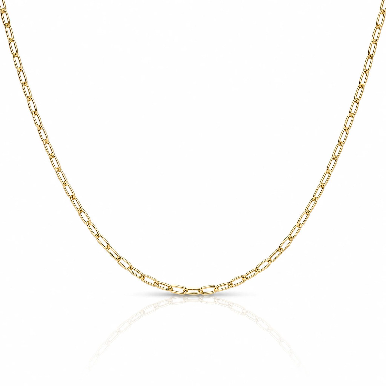 14K Yellow Gold 2.2mm Semi-Solid Paperclip Chain Necklace 16″-24″
