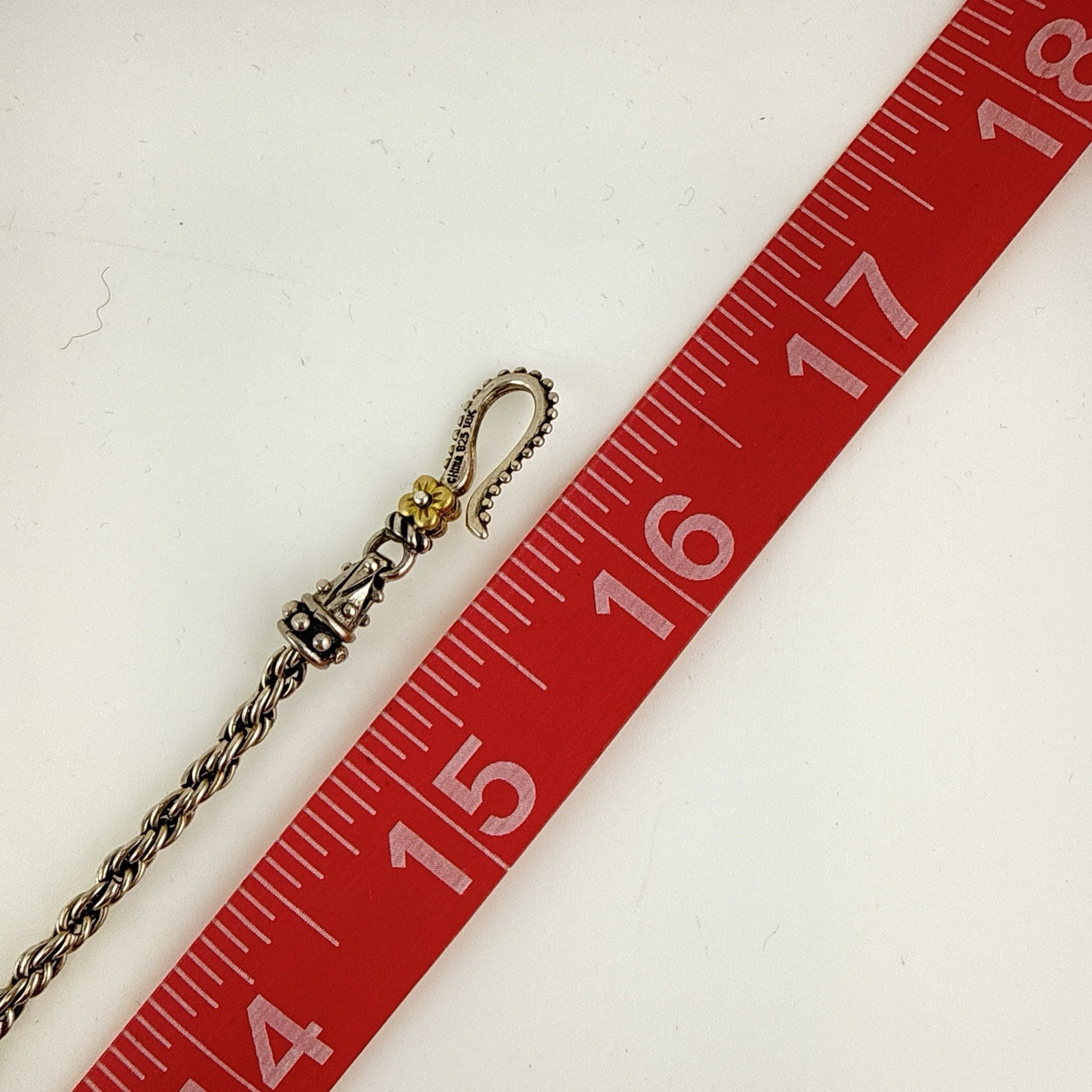 Barbara Bixby Necklace Rope Chain 18K Gold 925 Sterling Silver Twisted 16″ Hook