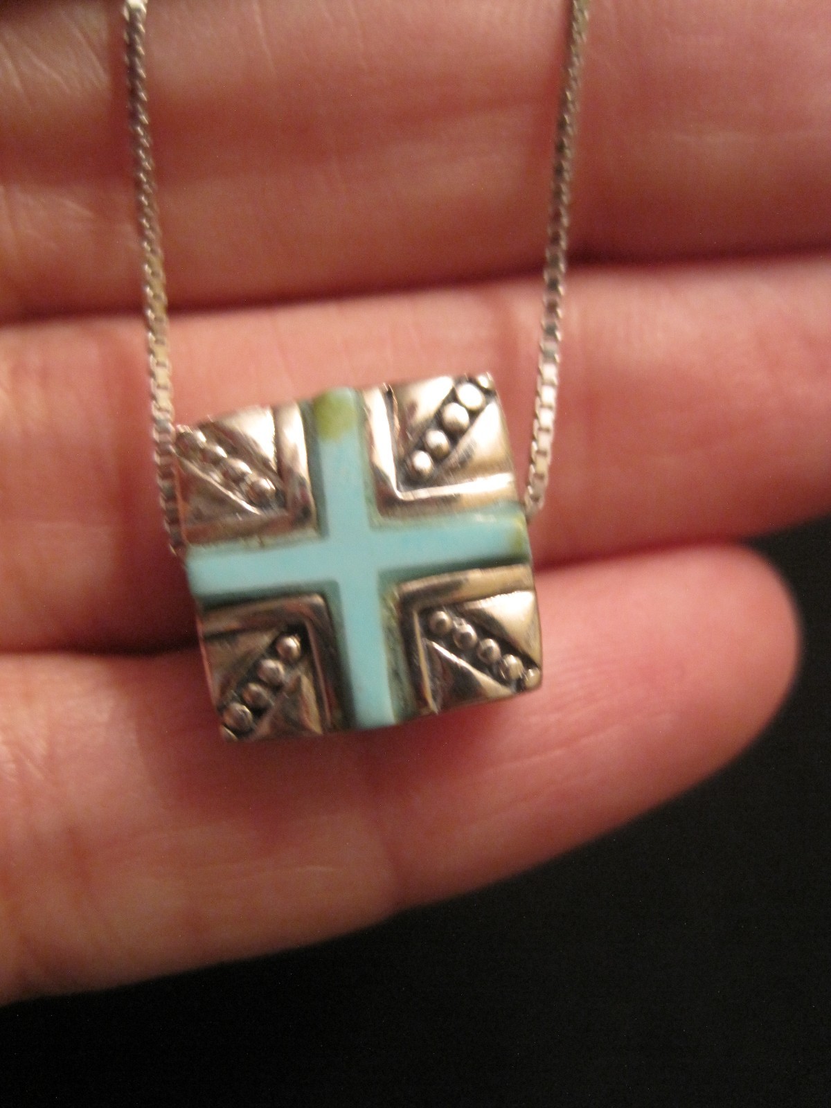 925 Sterling Silver Reversible Cross Necklace 16″ ~Weighs 5.47 Grams
