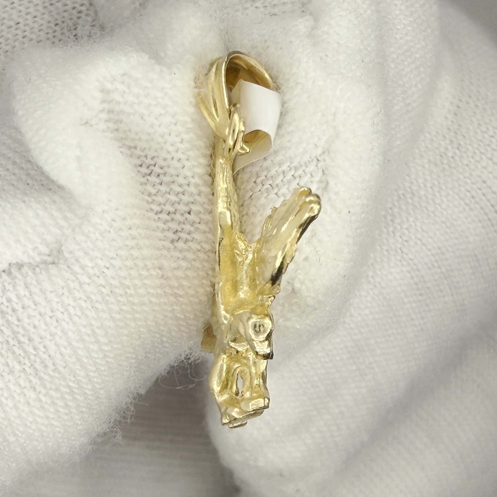 10k Yellow Gold Diamond-Cut Flying Eagle Bird Charm Pendant Jewelry Gift For Him