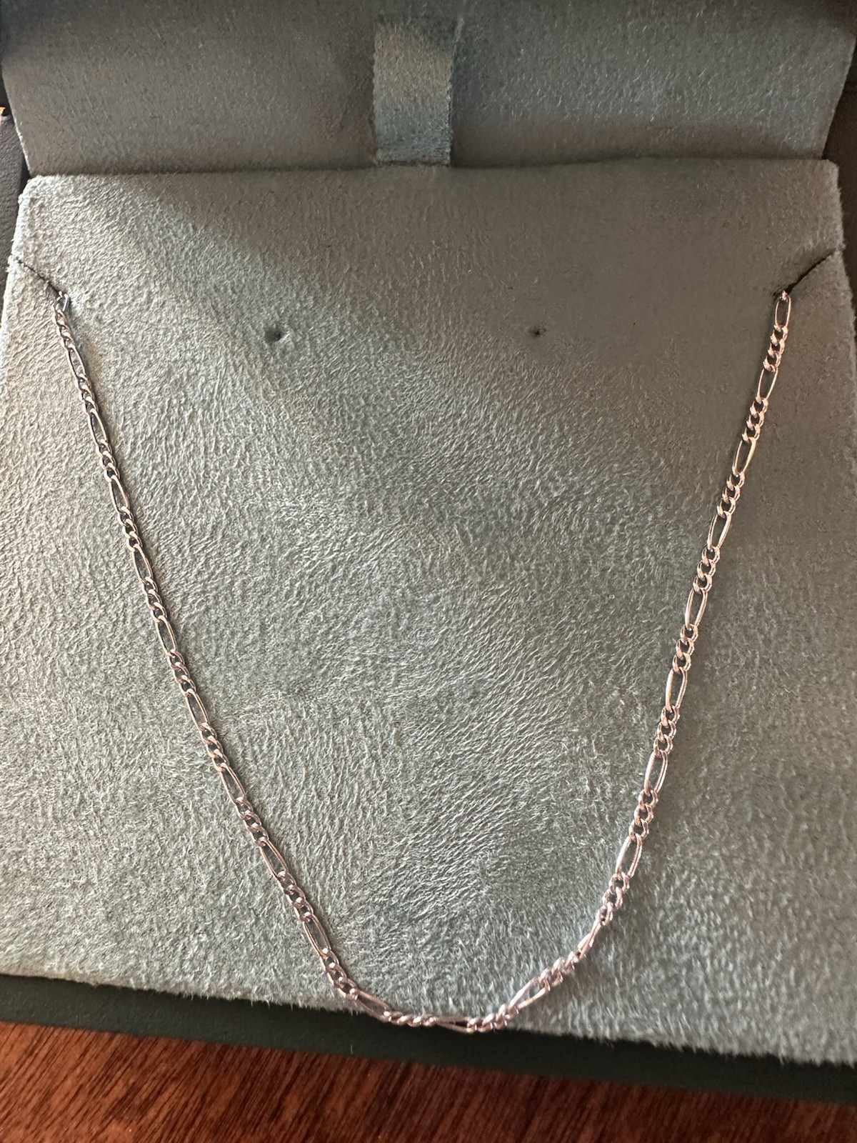 Figaro Chain 17 Inch 18K White Gold
