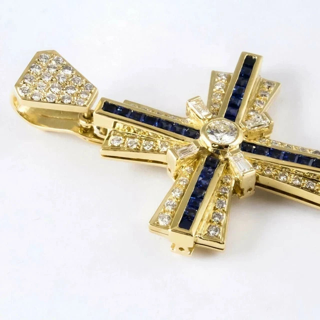 2 Ct Round Lab Created Diamond Cross Wedding Pendant 14K Yellow Gold Plated
