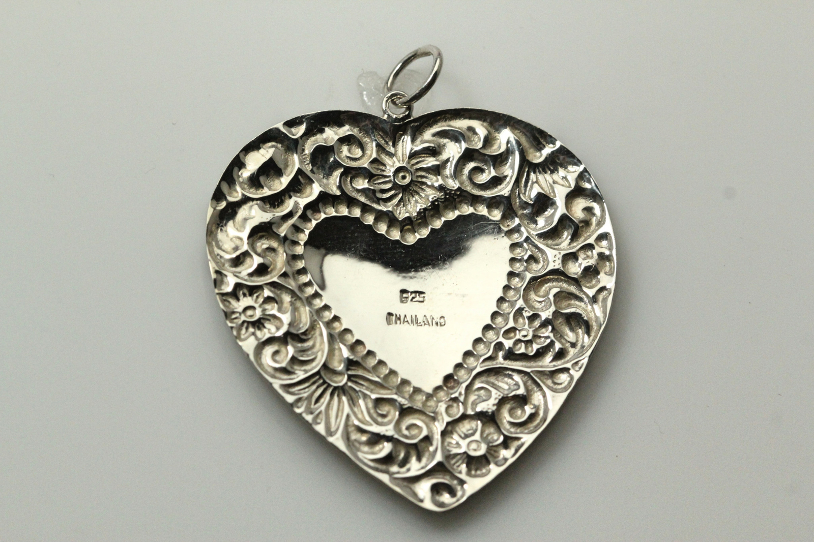 925 Sterling Silver Heart Shape Luggage Tag Pendant 12.5 Grams (PEN8142)