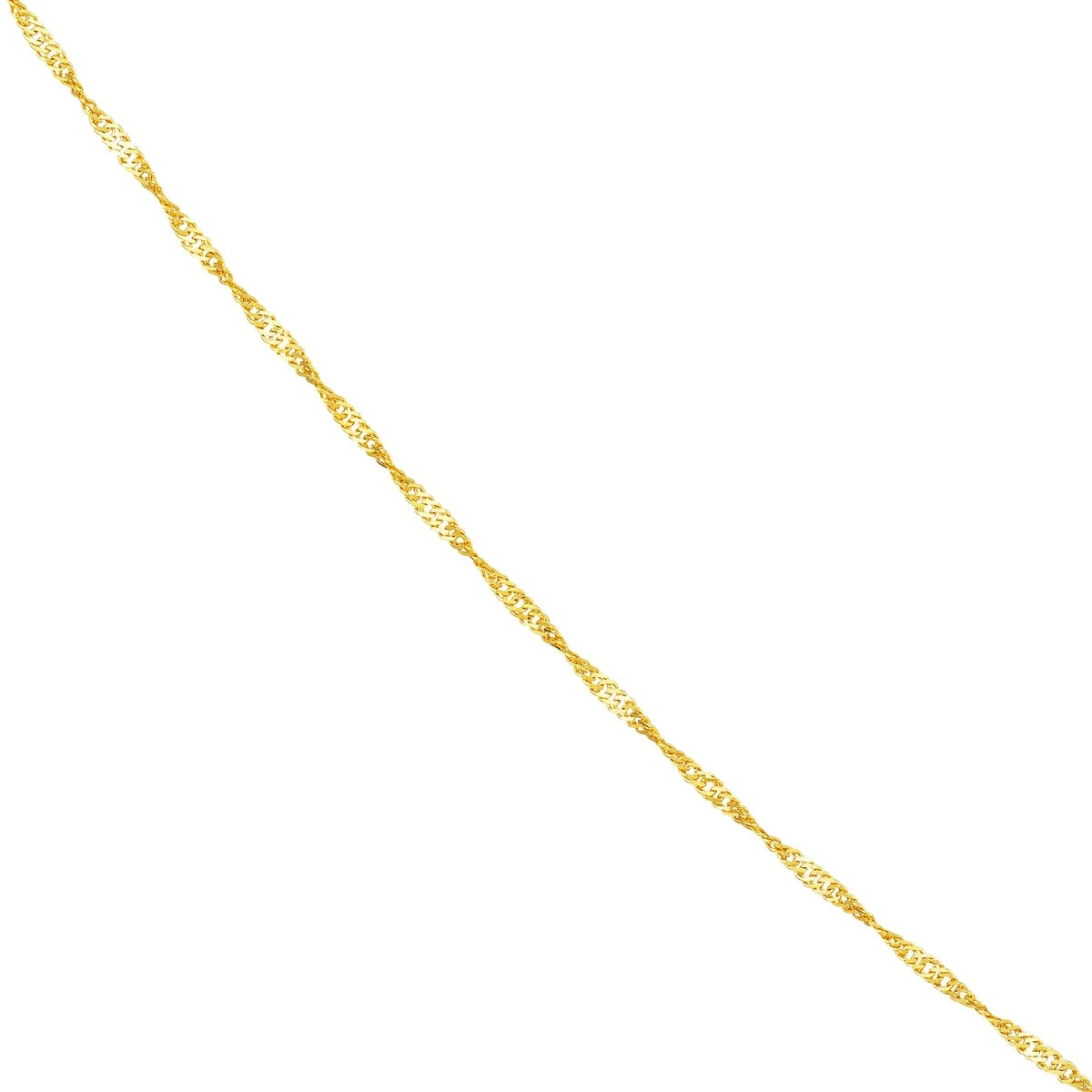 14K Yellow Solid Gold Twisted Classic Singapore Chain Necklace Women 1-1.4mm