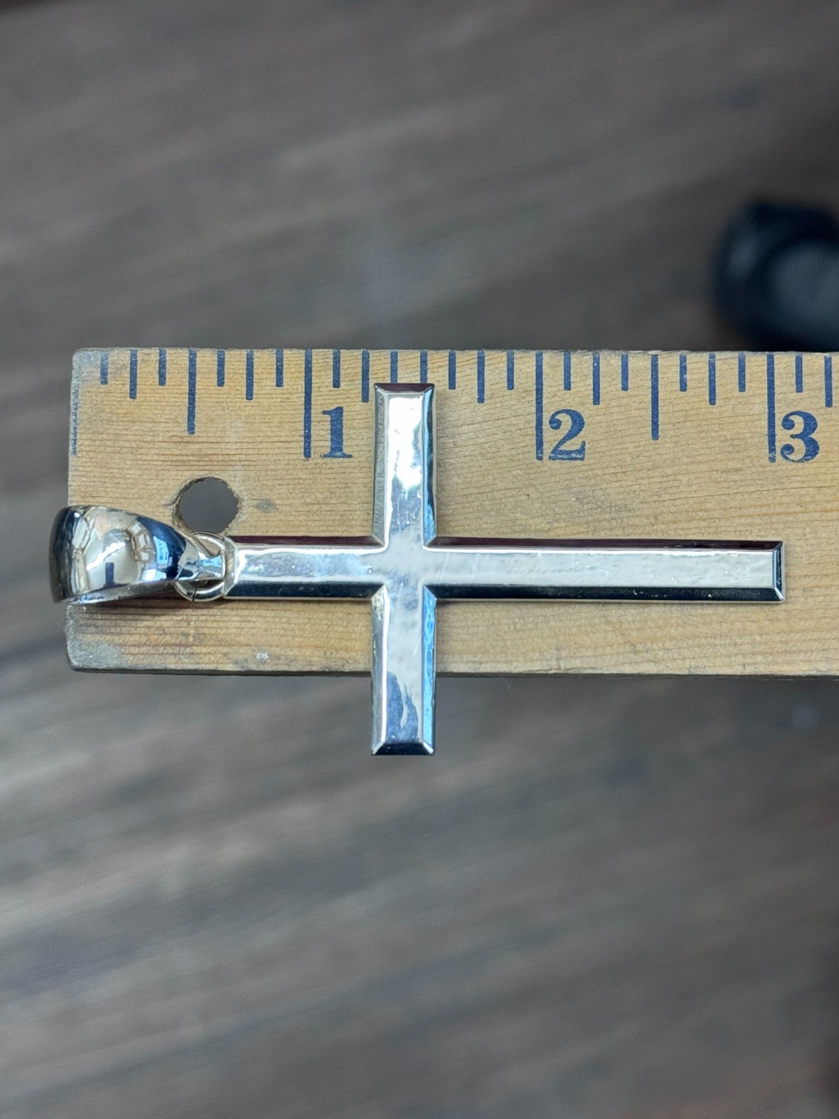 Large Cross Thick Pendant Beveled Plain Polished Silver 10- 20mm bail