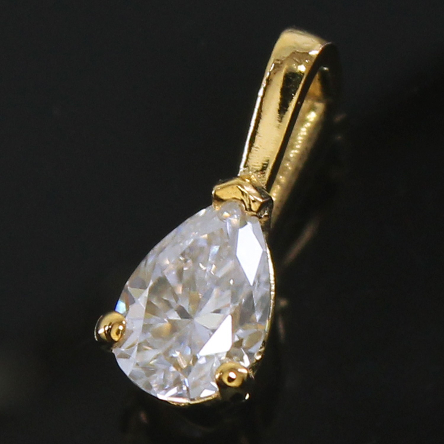 Pear Cut Certified Lab Grown Diamond Classic Engagement Pendant 14K Gold Over