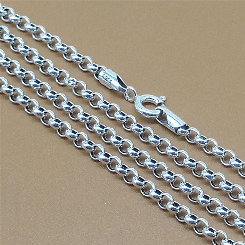 Sterling Silver Rolo Chain Necklace 925 Silver Belcher Rollo 3mm 16 – 34 Inches