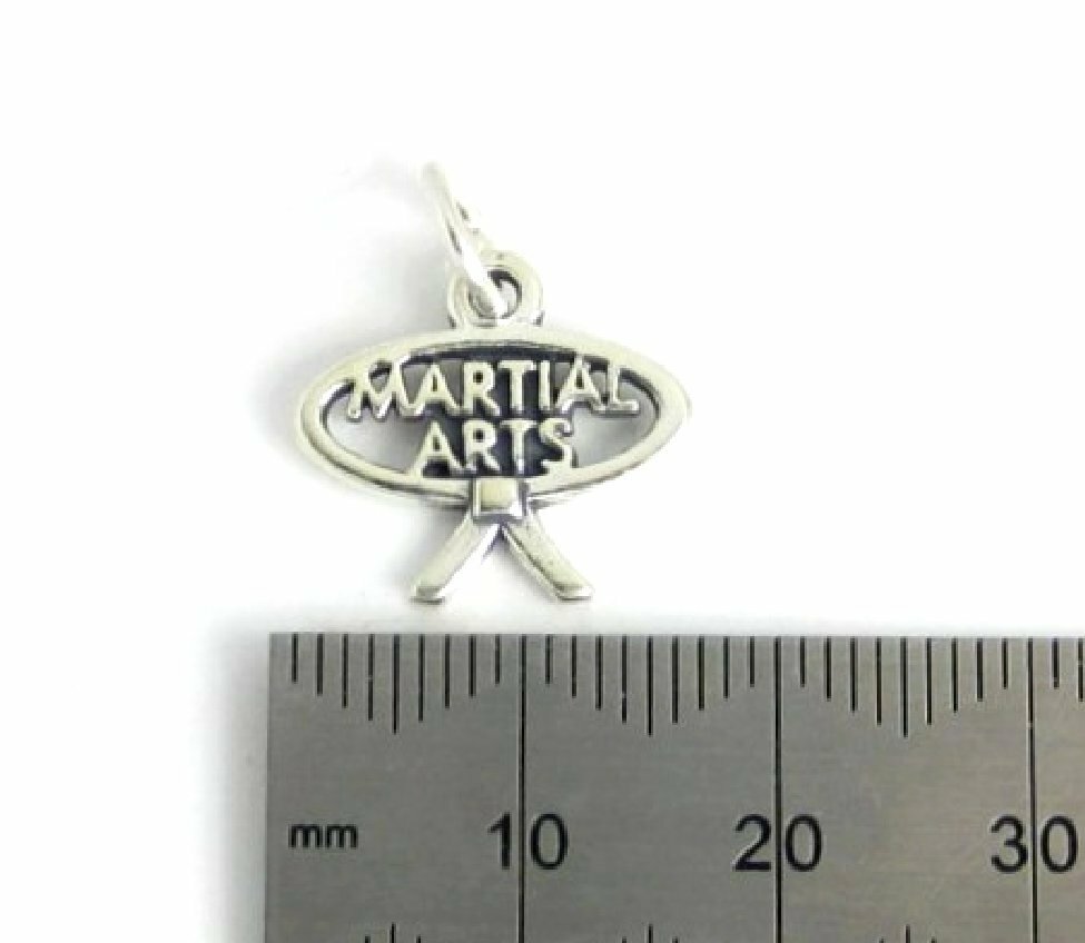 .925 Sterling Silver Oval “Martial Arts” Pendant / Charm, Stamped. US Seller