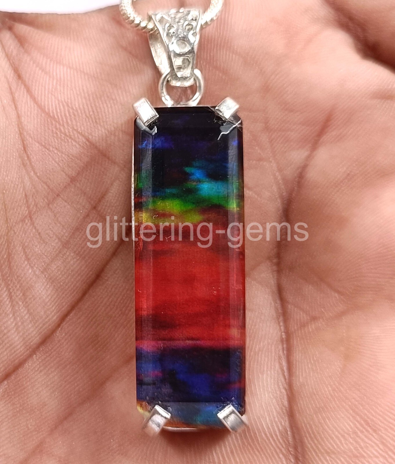 IGL 58.10Ct Natural EMERALD Ammolite 925 Solid Silver Pendant Gemstone 5AID