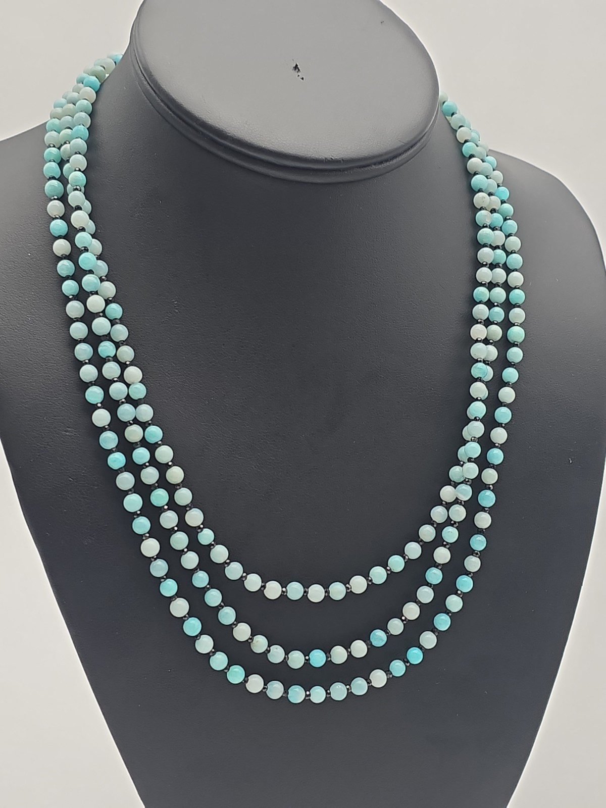 Jay King, DTR mine finds, 3 strand Amazonite necklace 925 Sterling