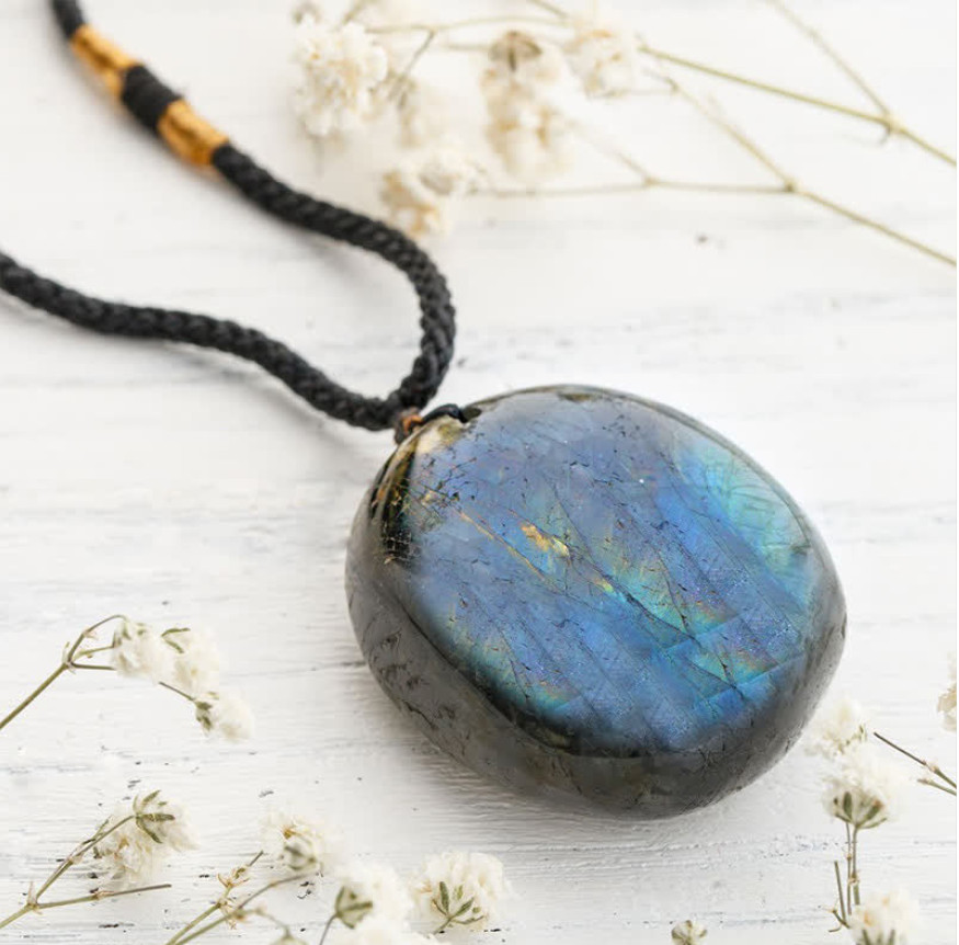 Labradorite Crystal Pendant Necklace for Healing Strength Gift for Him/Her