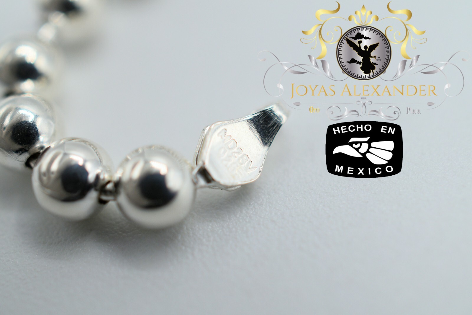 Ball Bead Necklace Solid 925 Sterling Silver Plata de Mexico Ball Silver Chain