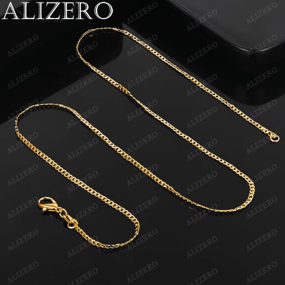 9ct Gold Plated on Sterling Silver 16, 18, 20, 22, 24, 26, 28, inch Curb Chain