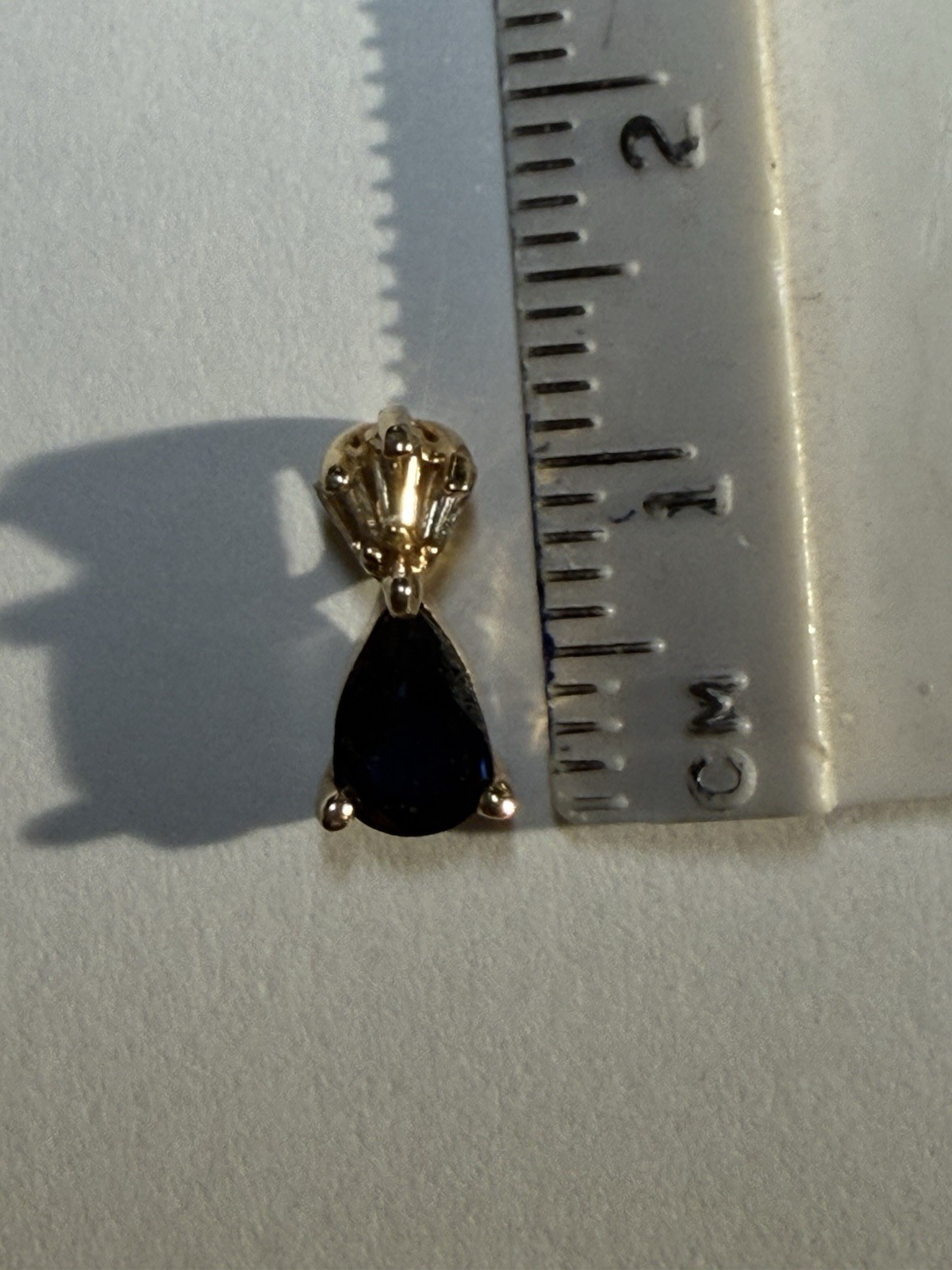 Solid 14K Yellow Gold Natural Sapphire Women’s Ladies Teardrop Pendant