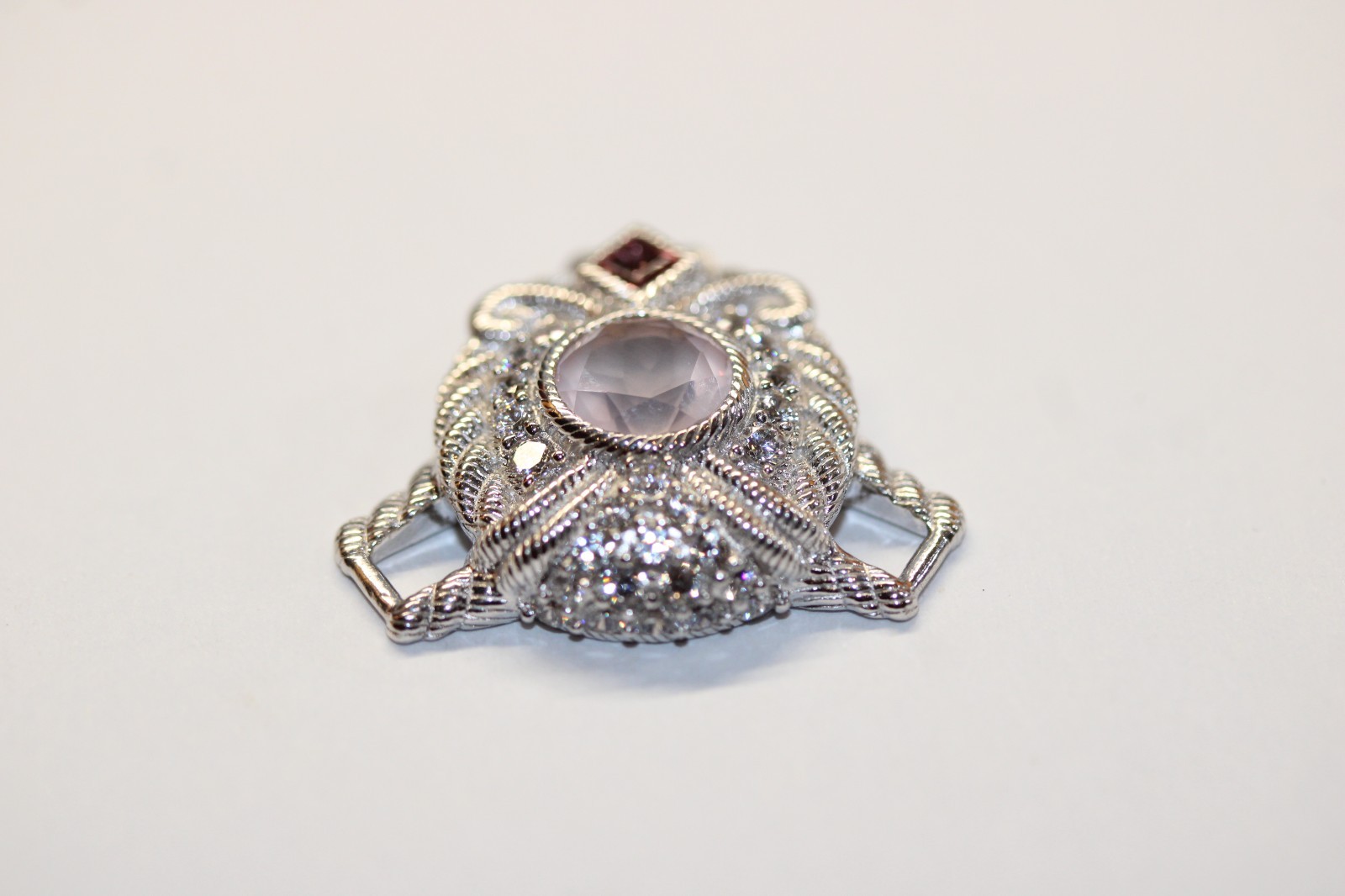 ❤ Judith Ripka Sterling Silver Rose Quartz Rope Enhancer ❤ # 0083