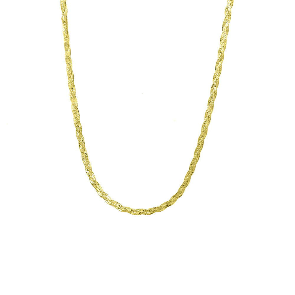 Womens Sterling Silver Diamond-Cut 6mm Braided Herringbone Chain Necklace