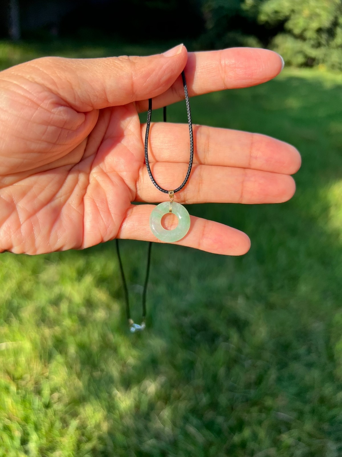 Icy Green 18k Solid Gold 100% Natural Grade A Jadeite Jade Pendant H178 5