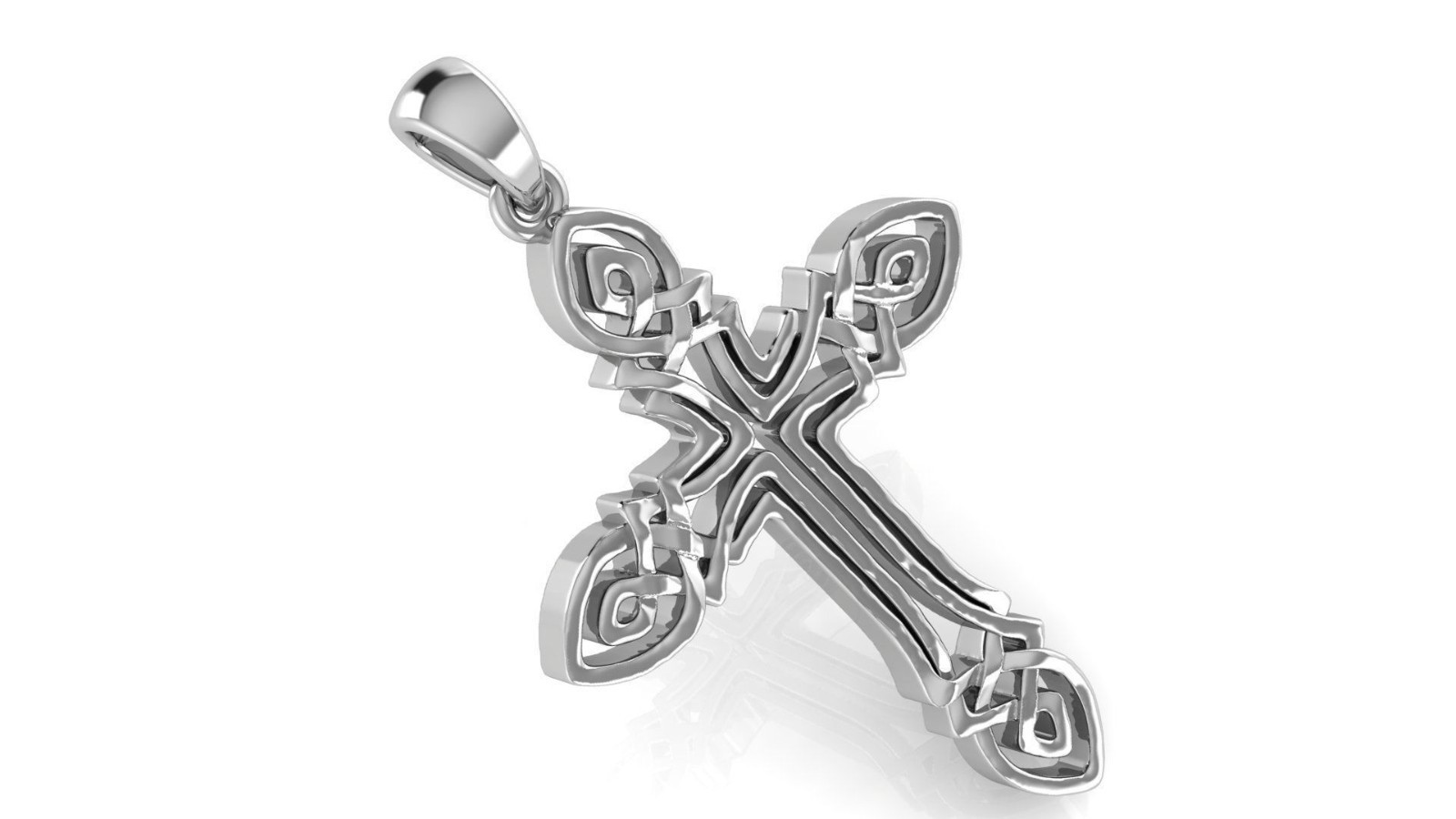 Modern Art Deco Cross Pendant 999 Fine Silver 30mm Handmade USA Christian