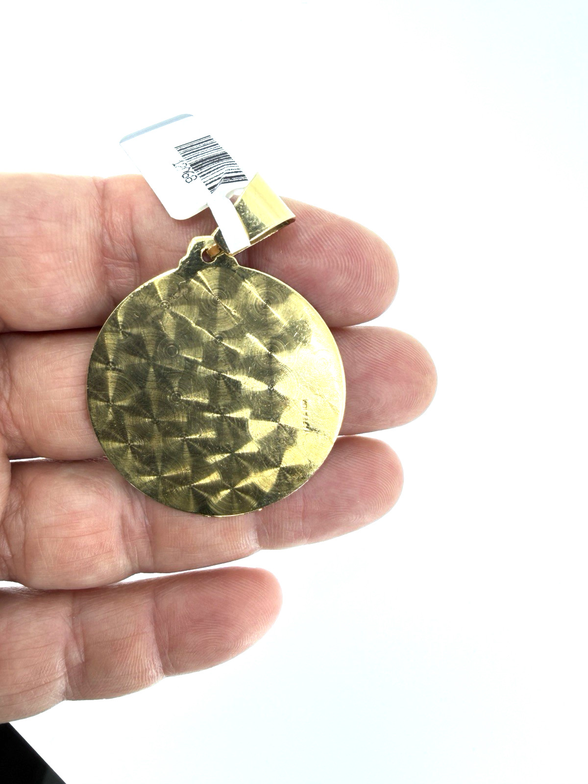 10K Solid Yellow Gold Santa Barbara Medallion Pendant Diamond Cut Two Tone