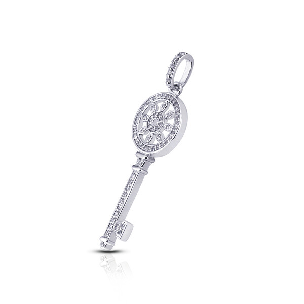 1.01 Carat F VS2 Round Cut Natural Certified Diamonds 18k White Gold Pendant