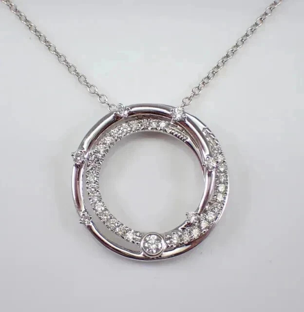 1.50 Ct Round Lab Created Diamond Circle Pendent Necklace 14k White Gold Plated