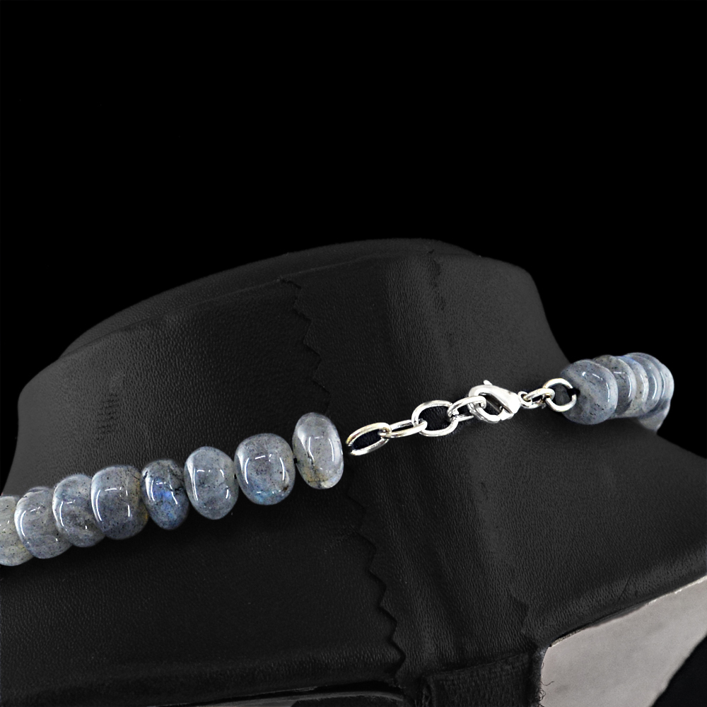 425.00 Cts Earth Mined Blue Color Flash Labradorite Round Shape Beads Necklace
