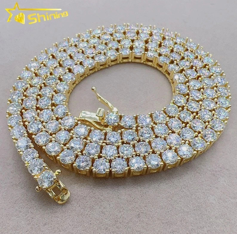 2-6.5mm 16-24″ VVS1 D Moissanite Tennis Chain Necklace 925 Silver Passes Tester