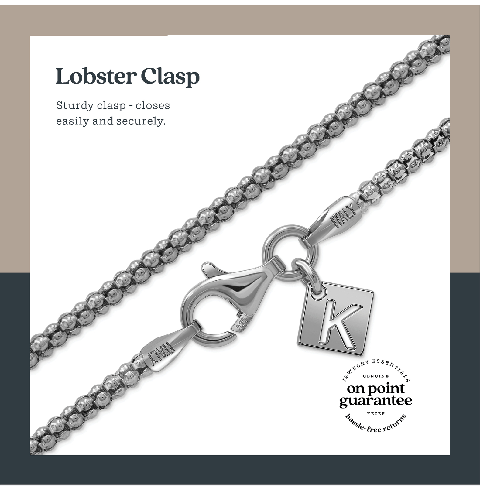 Solid 925 Oxidized Sterling Silver Italian Popcorn Coreana Chain 2mm