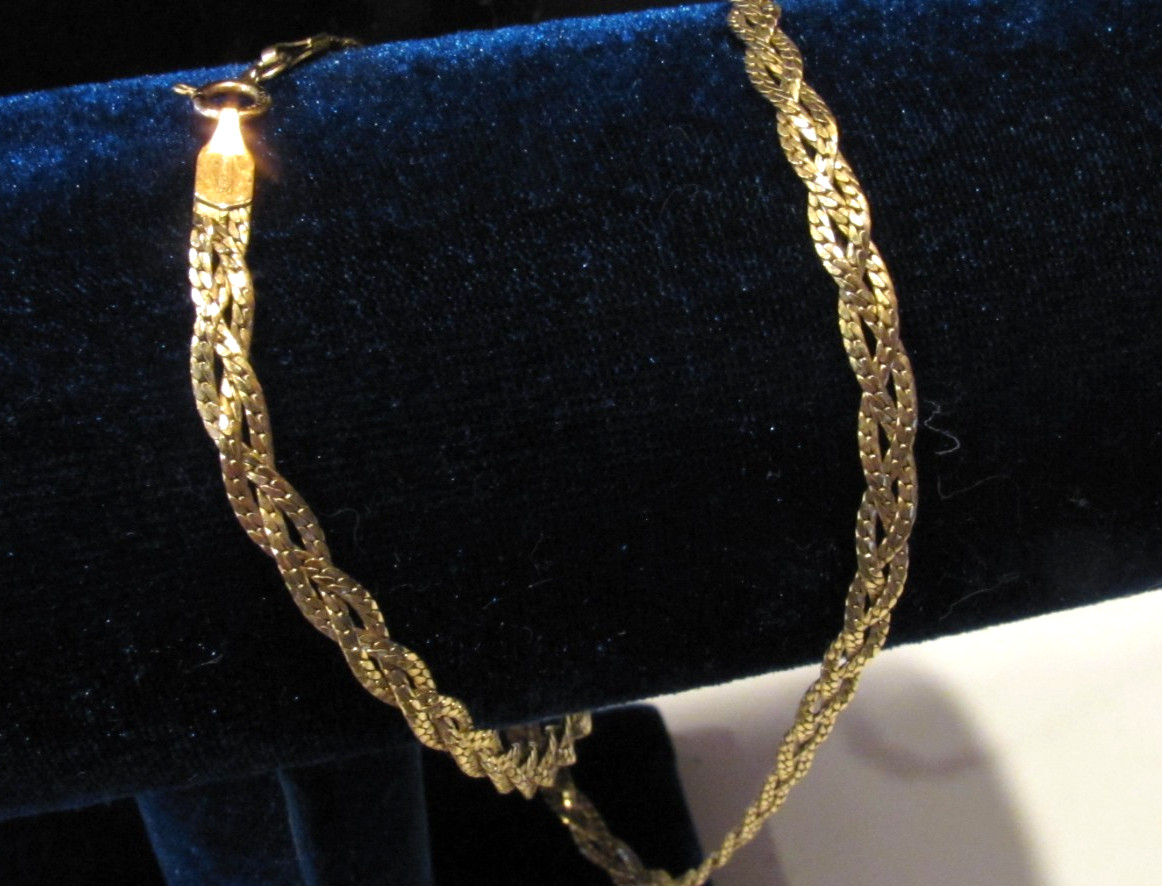 STUNNING! VTG 14K Yellow Gold Filled Diamond Cut Braided Chain Necklace 18”