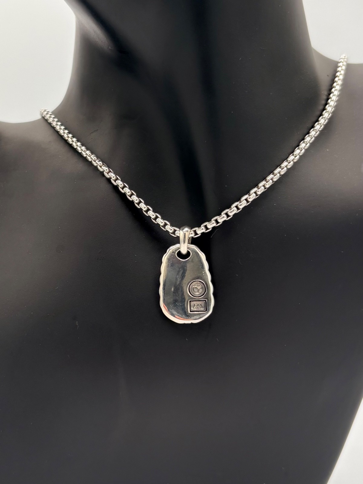 David Yurman Chevron Dog Tag Pendant 21mm 925 No Chain Used Great Condition