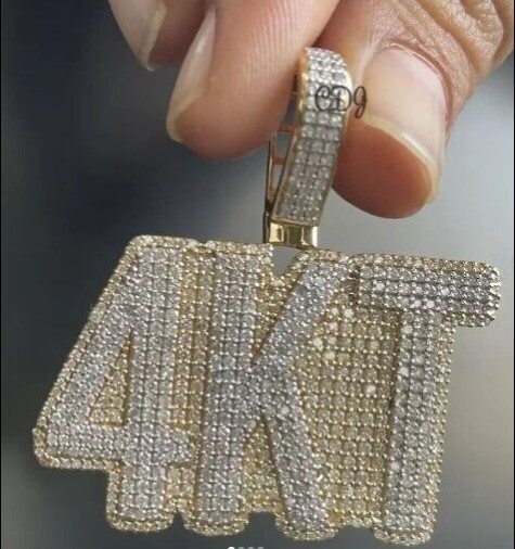 2.61ct Moissanite Customized Number Letter Pendant In 925 Silver Gift For Him