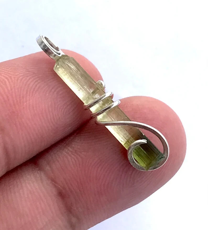Bi Color Tourmaline pencil pendant,Raw Tourmaline pencil pendant, Tourmaline 6.8