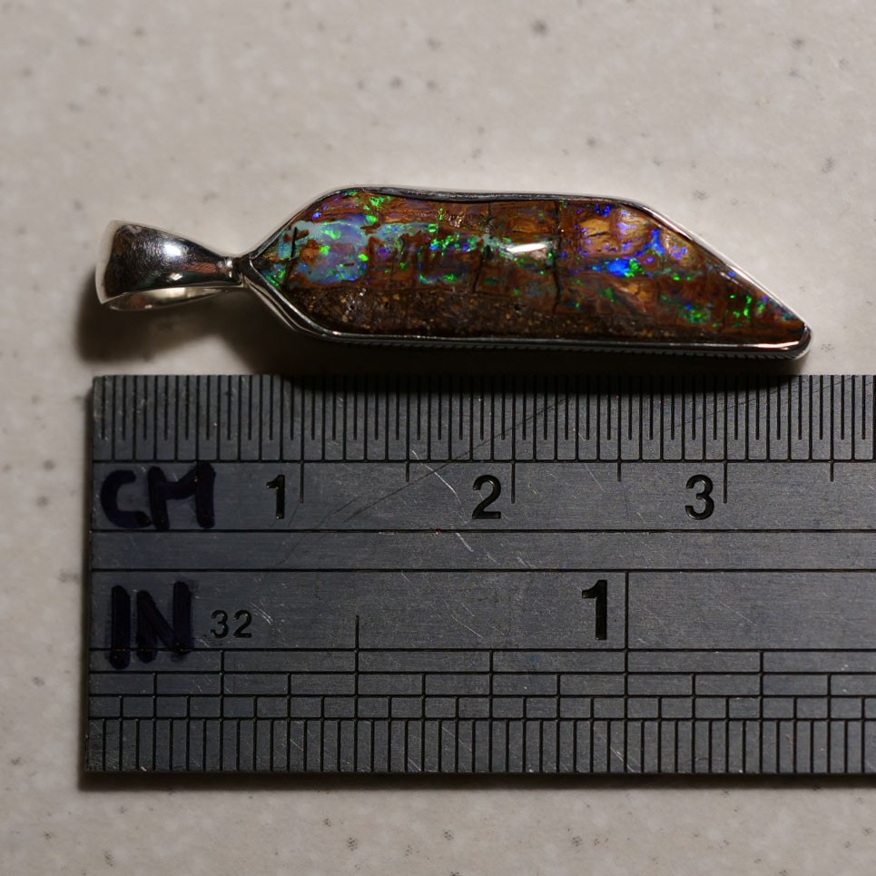 Australia Natural Queensland Solid Boulder Opal Silver 925 Pendant Hallmark