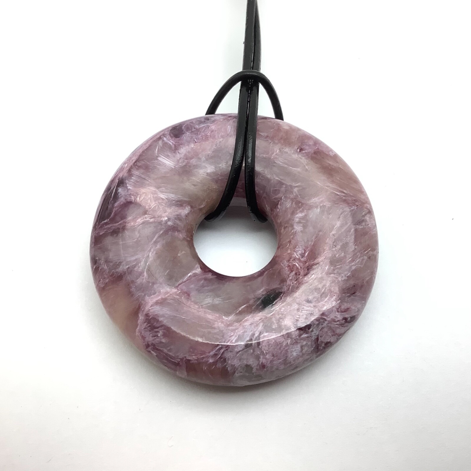 Siberian Charoite Pendant Large & Thick Purple Bi Disk Necklace Siberia 41 mm #8