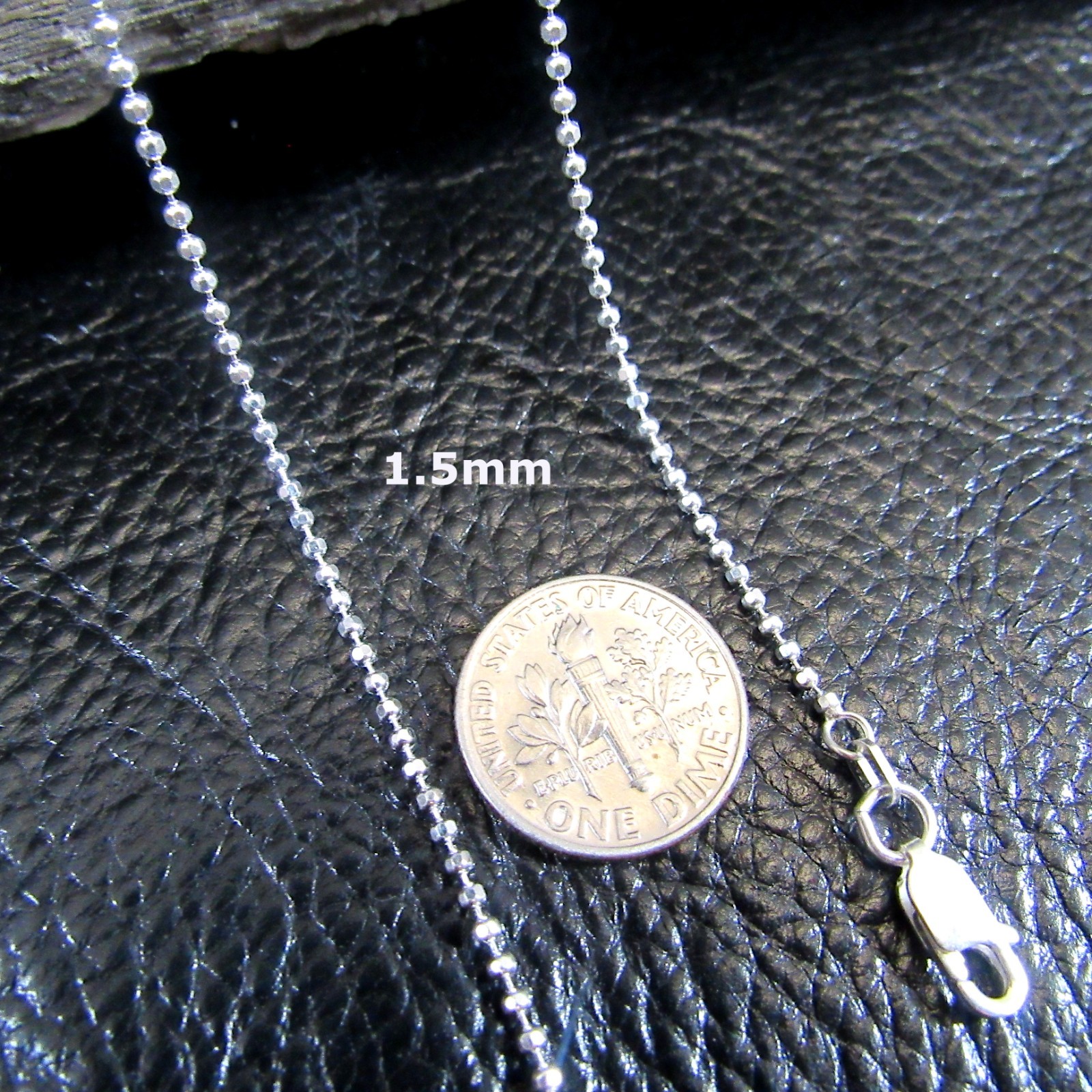 Solid 925 Sterling Silver Womens Italian Diamond Cut Ball Bead Chain Necklace