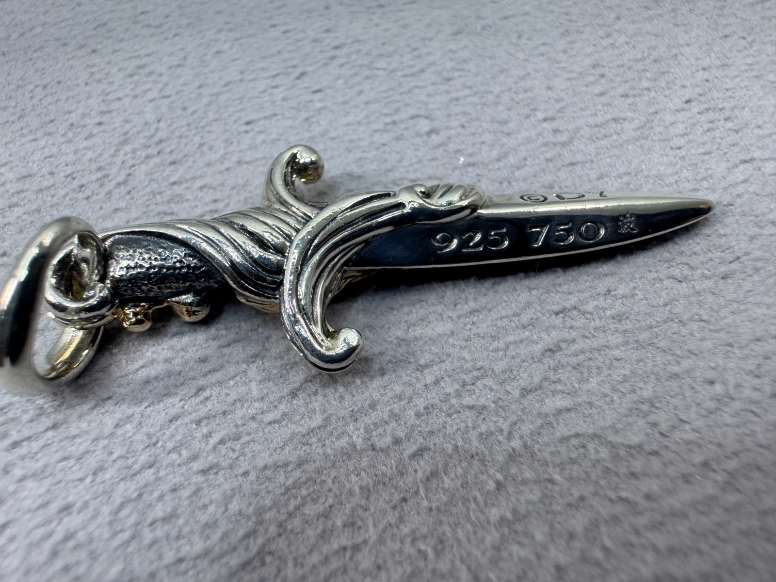 David Yurman Waves Dagger Amulet Pendant – Sterling w/ 18k Gold & Black Diamonds