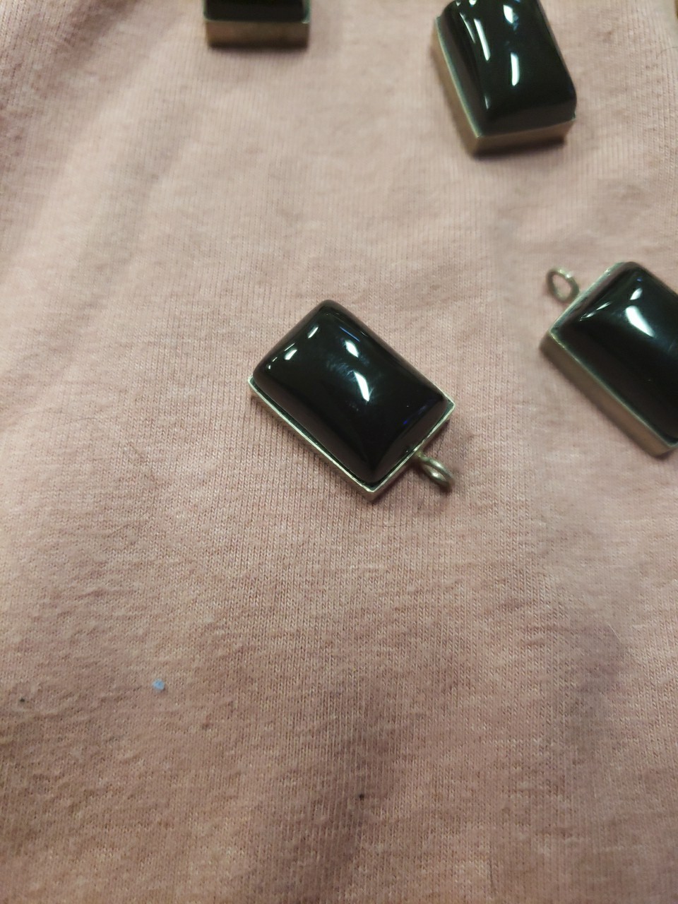 #5124 Rectangle black onyx, Sterling Silver Bezel Pendant. Free Shipping Over 4