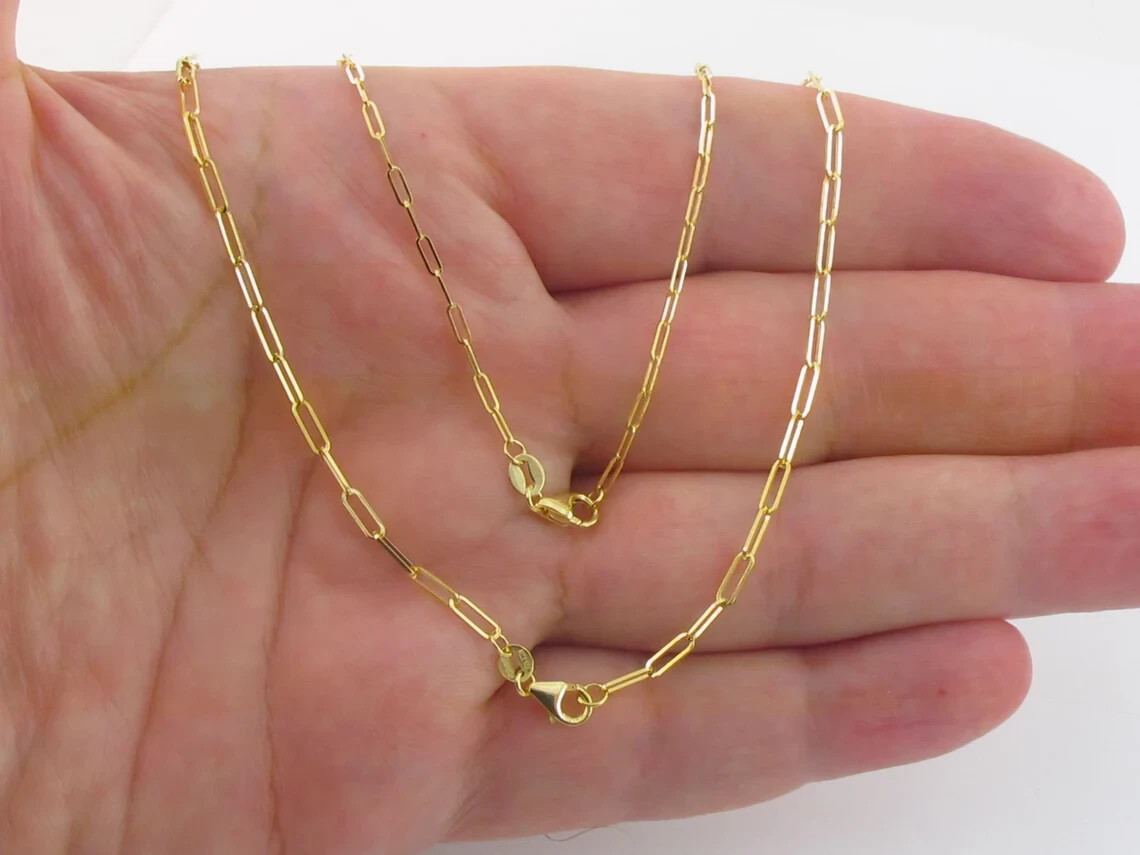 14k Yellow Gold Paperclip Chain Necklace 16″ 18″ 20″ 24″ – 1.5 mm – 6.1 mm