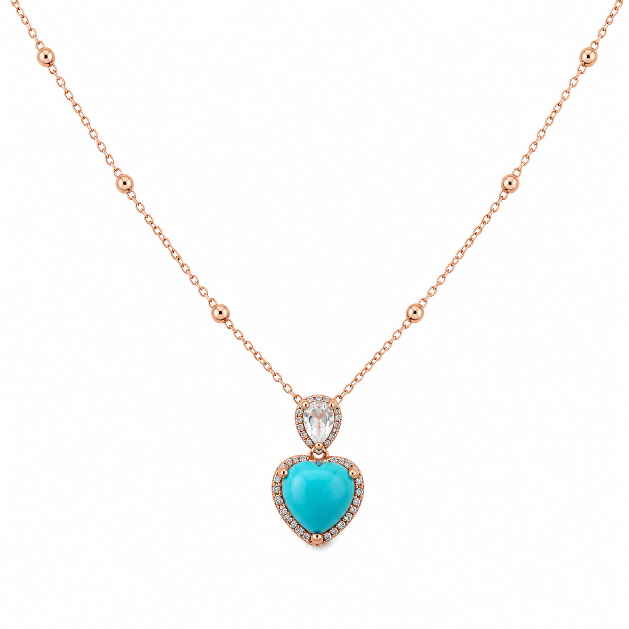 925 Sterling Silver 10 x 10 mm. Blue Turquoise Topaz Zircon Necklace 18.0 In.