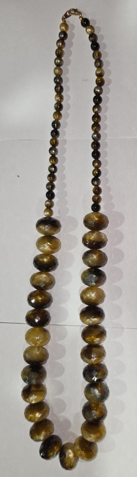 Tiger’s Eye Gemstone Round Beaded Necklace 30 inches FREE SHIPPING