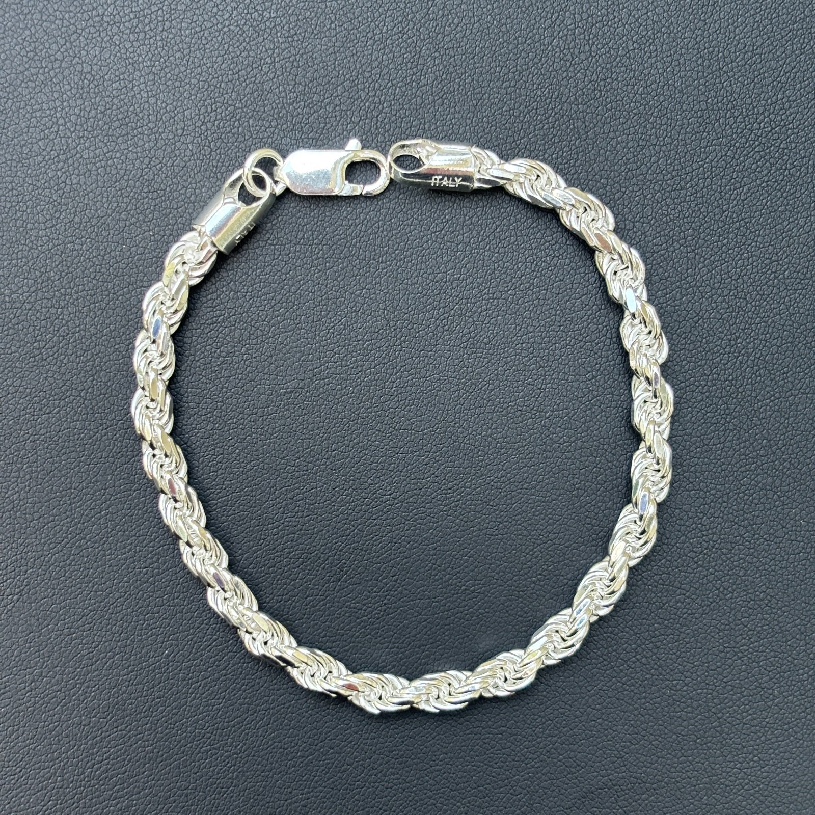 5mm Diamond Cut Rope Bracelet – Solid 925 Sterling Silver Or 14k Gold Vermeil