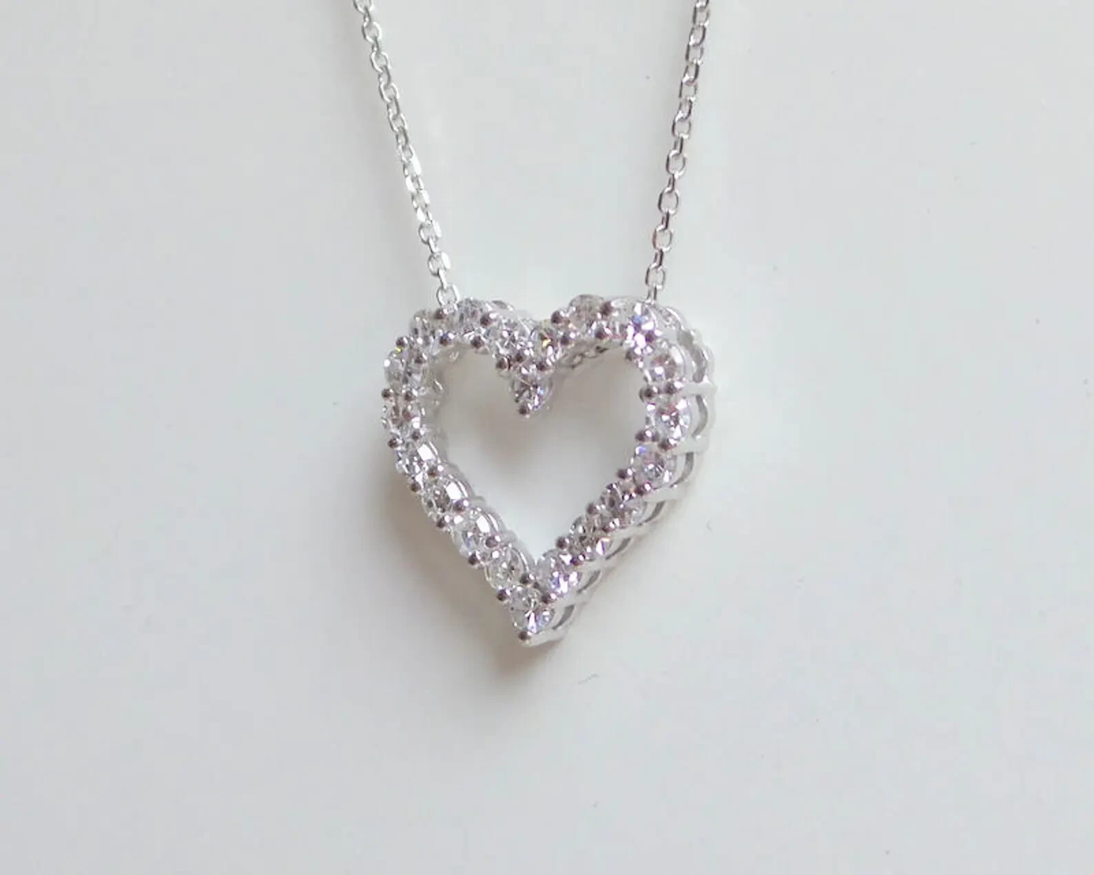 Valentine’s Day Gift Heart Pendant Natural Diamond GDGL Certified 14k White Gold